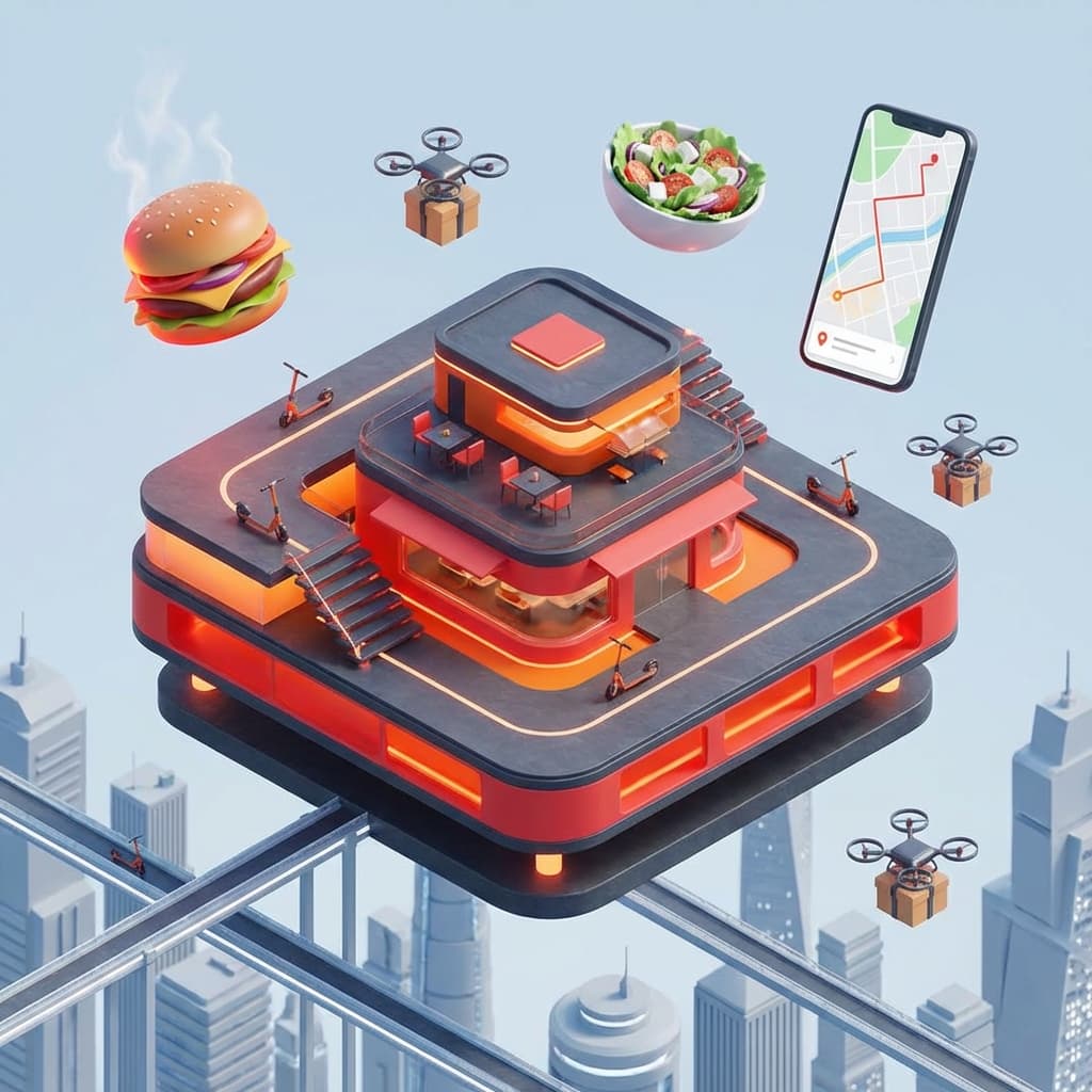 Future Kitchen 3D Illustration - Food Delivery App Development Solchamp